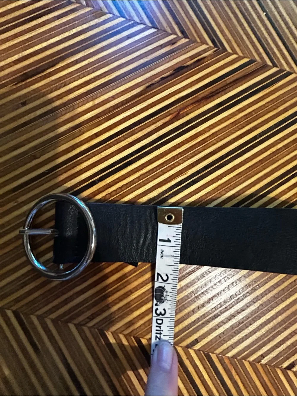 Brandy Melville Black Belt with Silver Ring Buckle